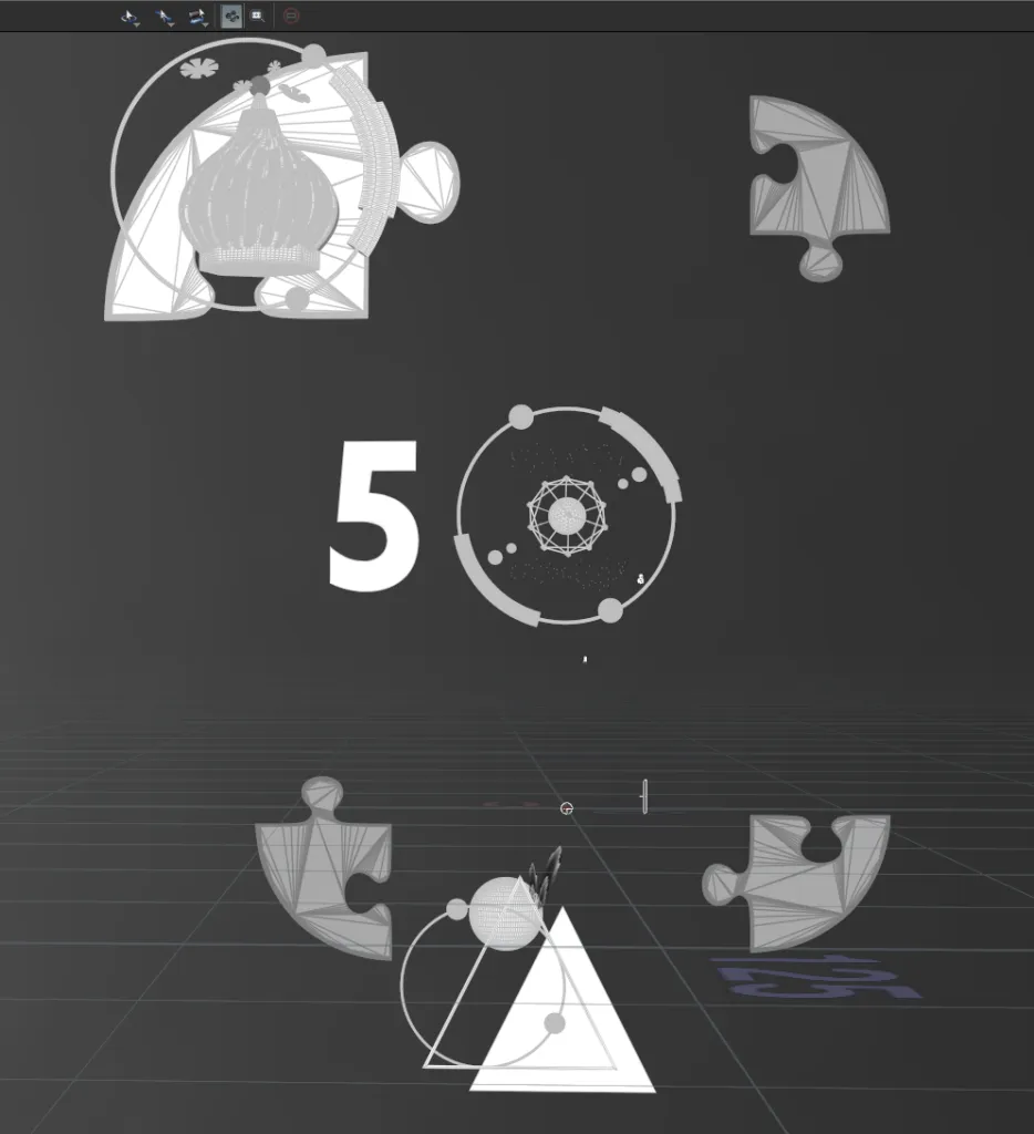 Action Global 50th anniversary ident — wireframe 8