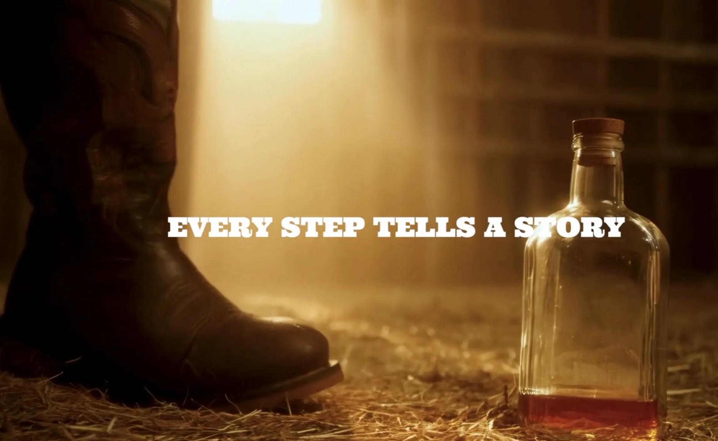 Cowboy boots and whiskey bottle — Every Step Tells a Story