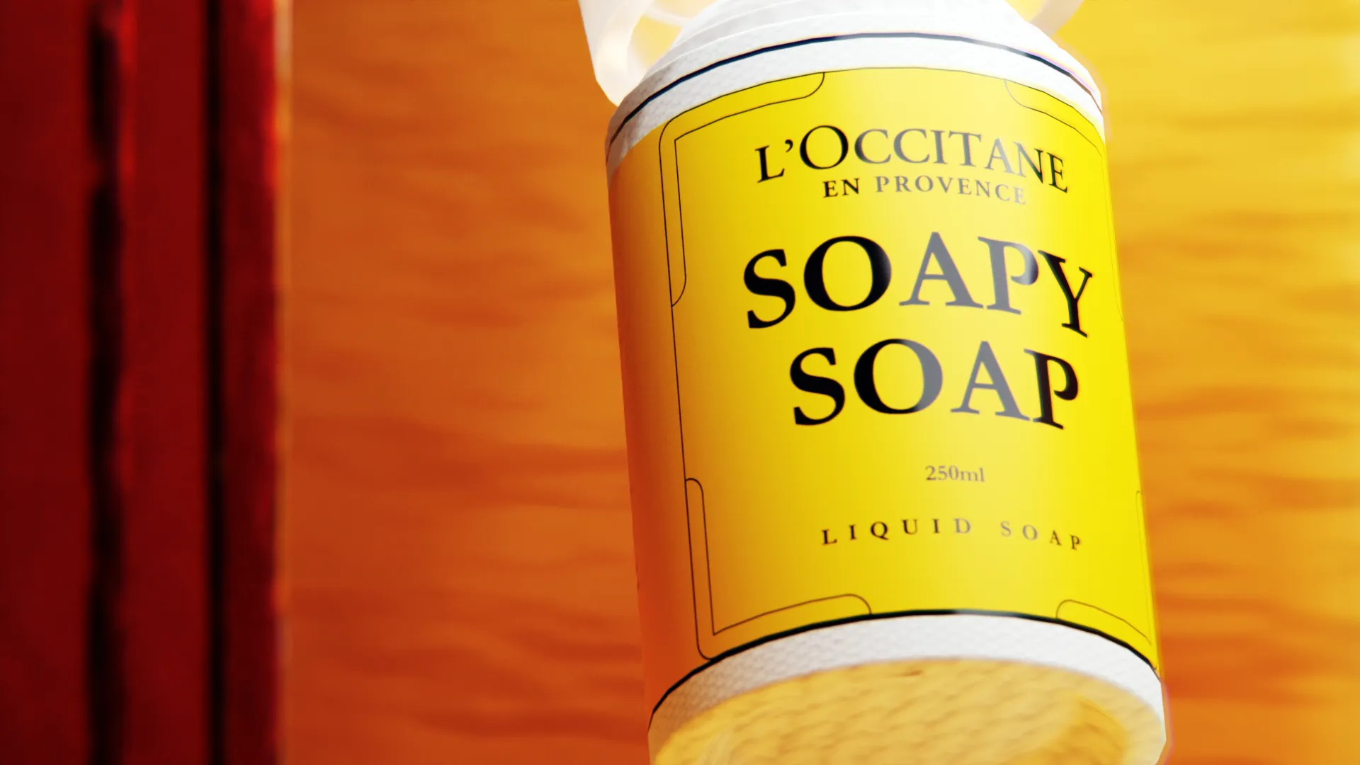 L'Occitane Soapy Soap — ribbed glass and product hero frame