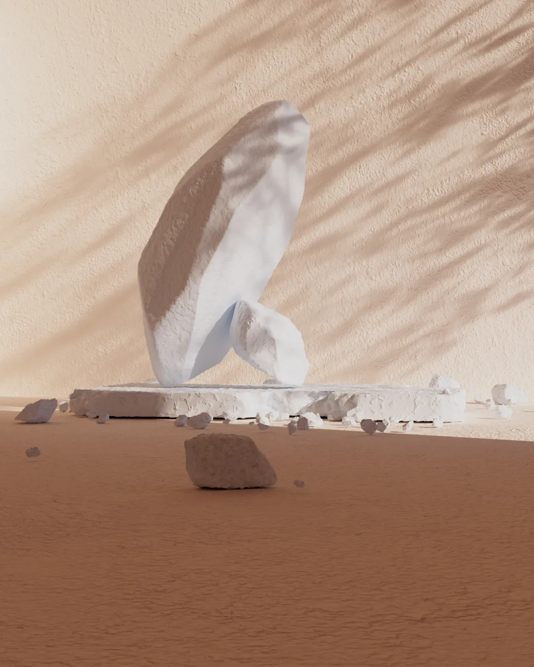 Rock visualisation — wide desert scene with gobo shadows