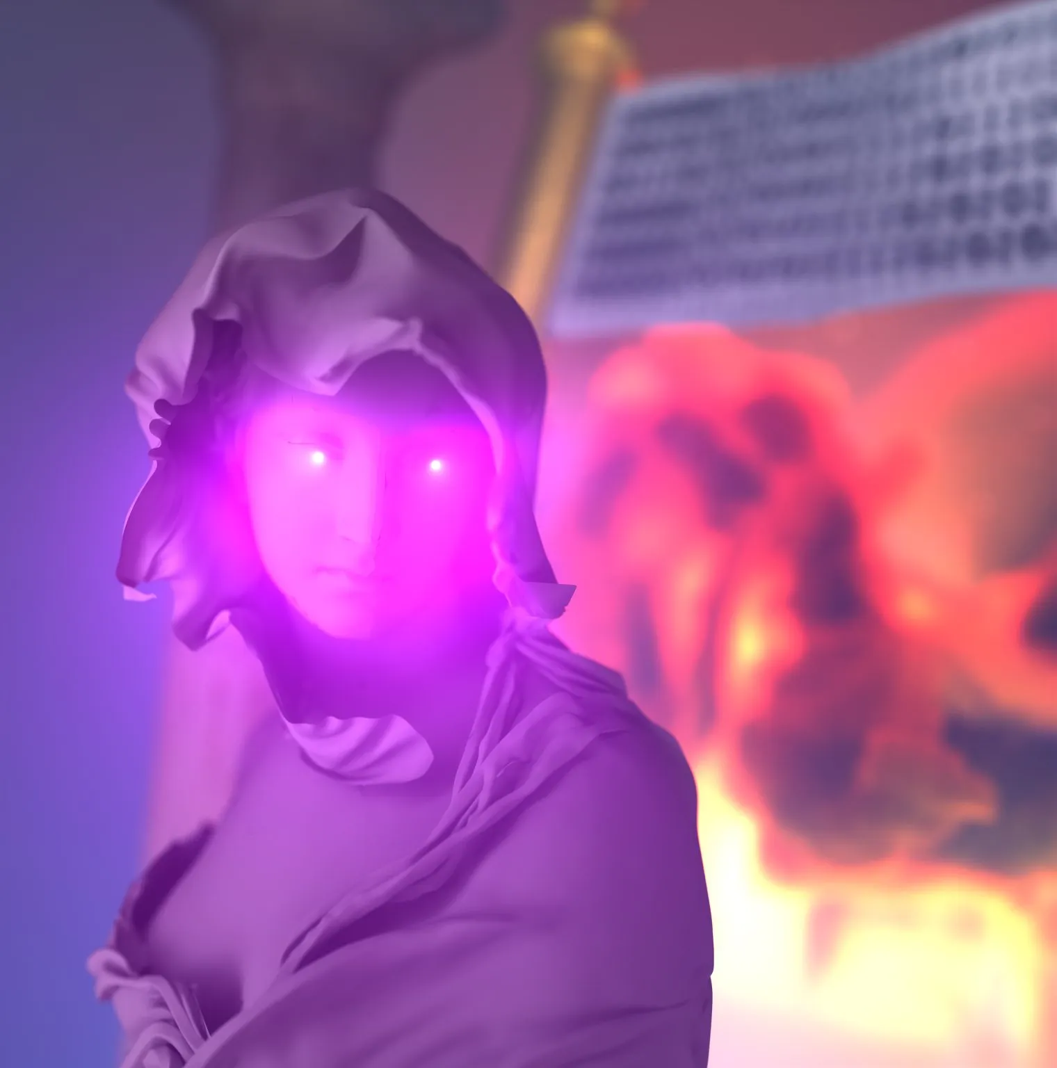 Space Cards — glowing sculpt portrait in nebula light