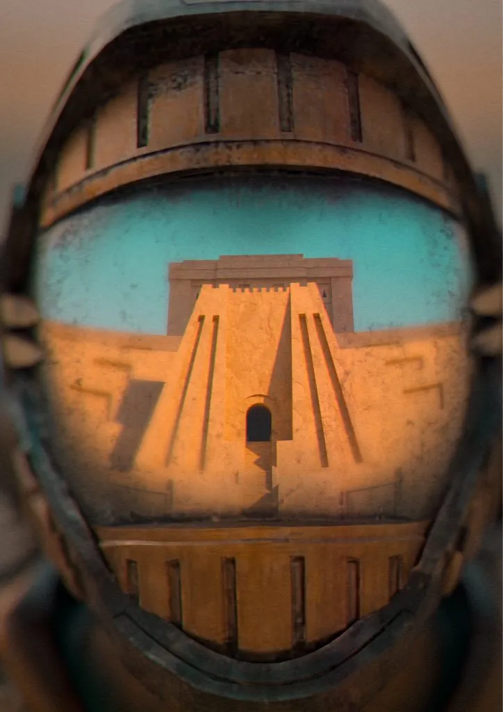 Spaceminers helmet close-up poster