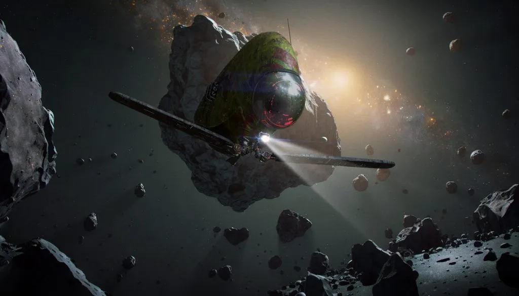 Spaceminers explore scene concept art