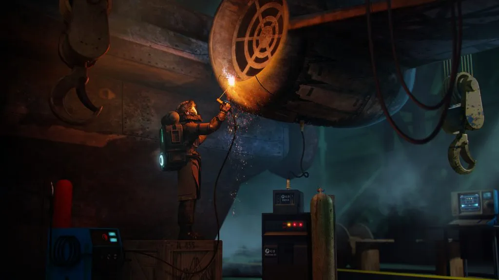 Tribus repairing ship concept art