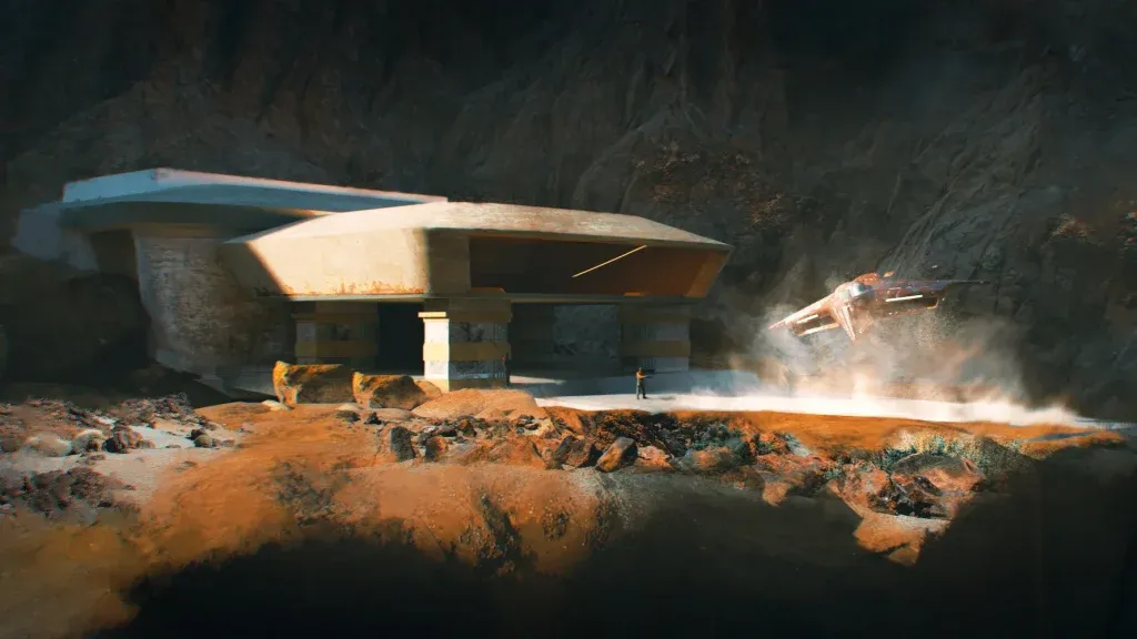 Ship taking off concept art