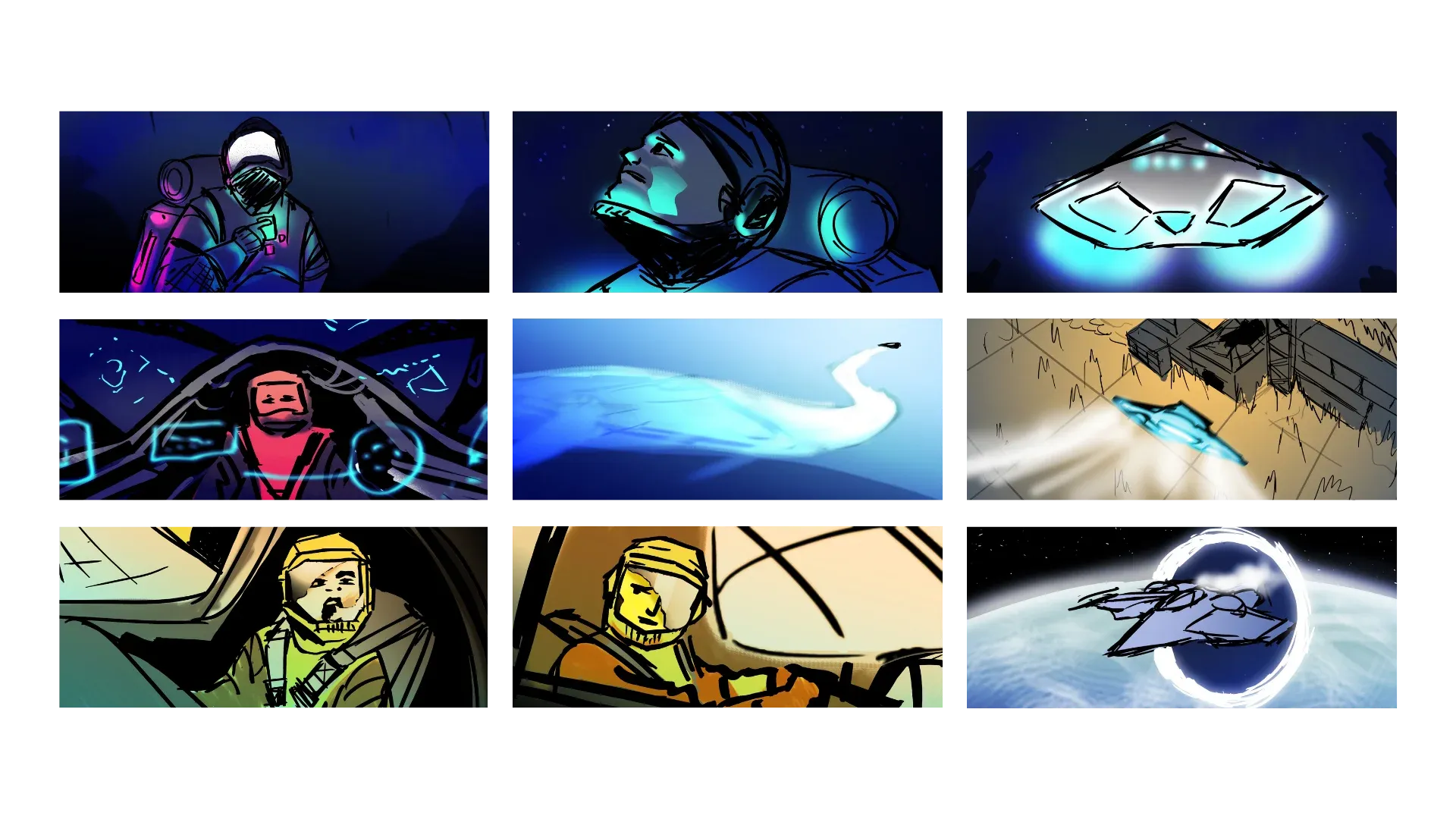 Spaceminers storyboard frame 2 by Valentino Laz and Michael Papanicolaou