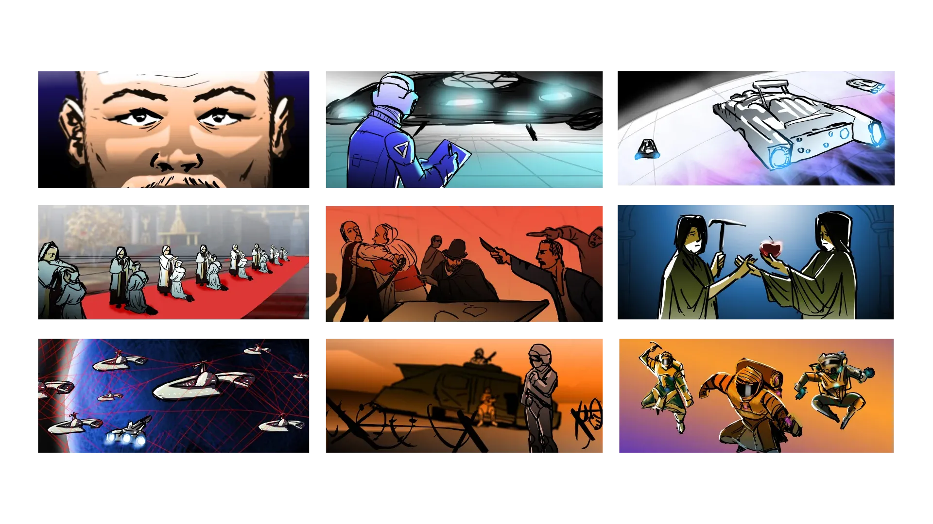 Spaceminers storyboard frame 4 by Valentino Laz and Michael Papanicolaou