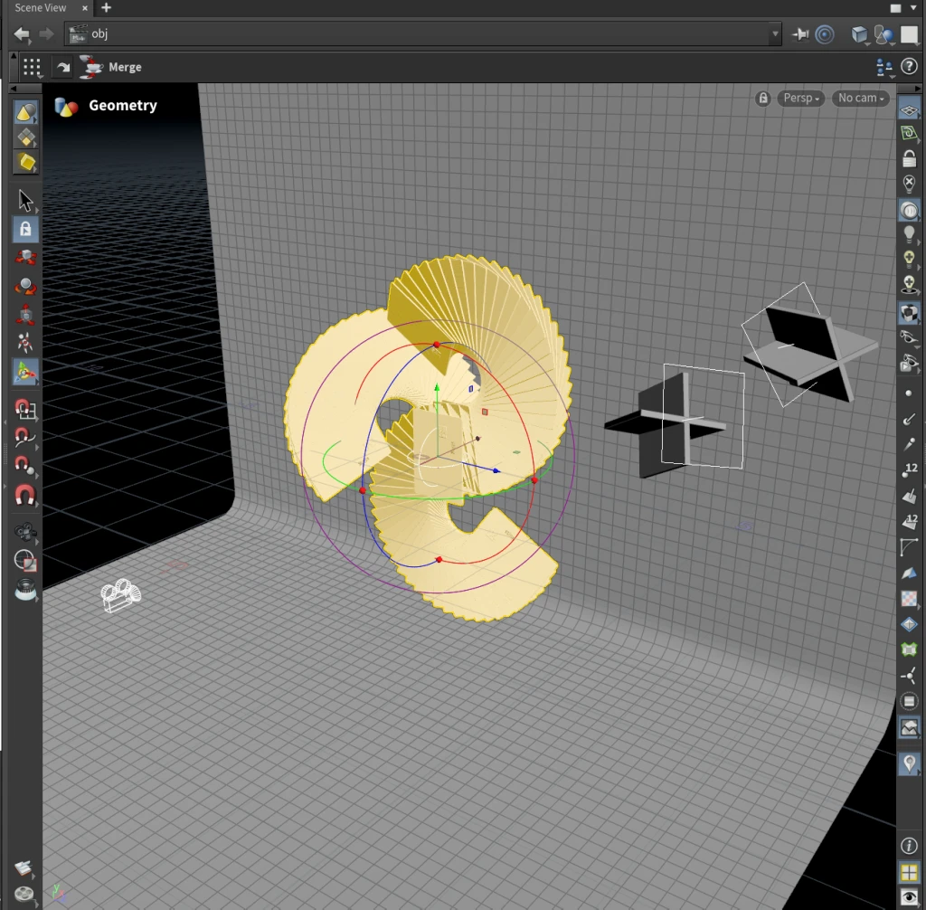 Houdini procedural setup — process frame 1