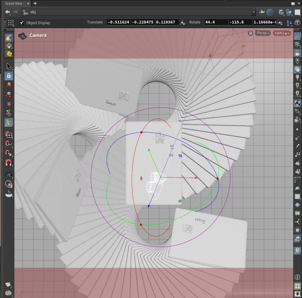 Houdini procedural setup — process frame 2