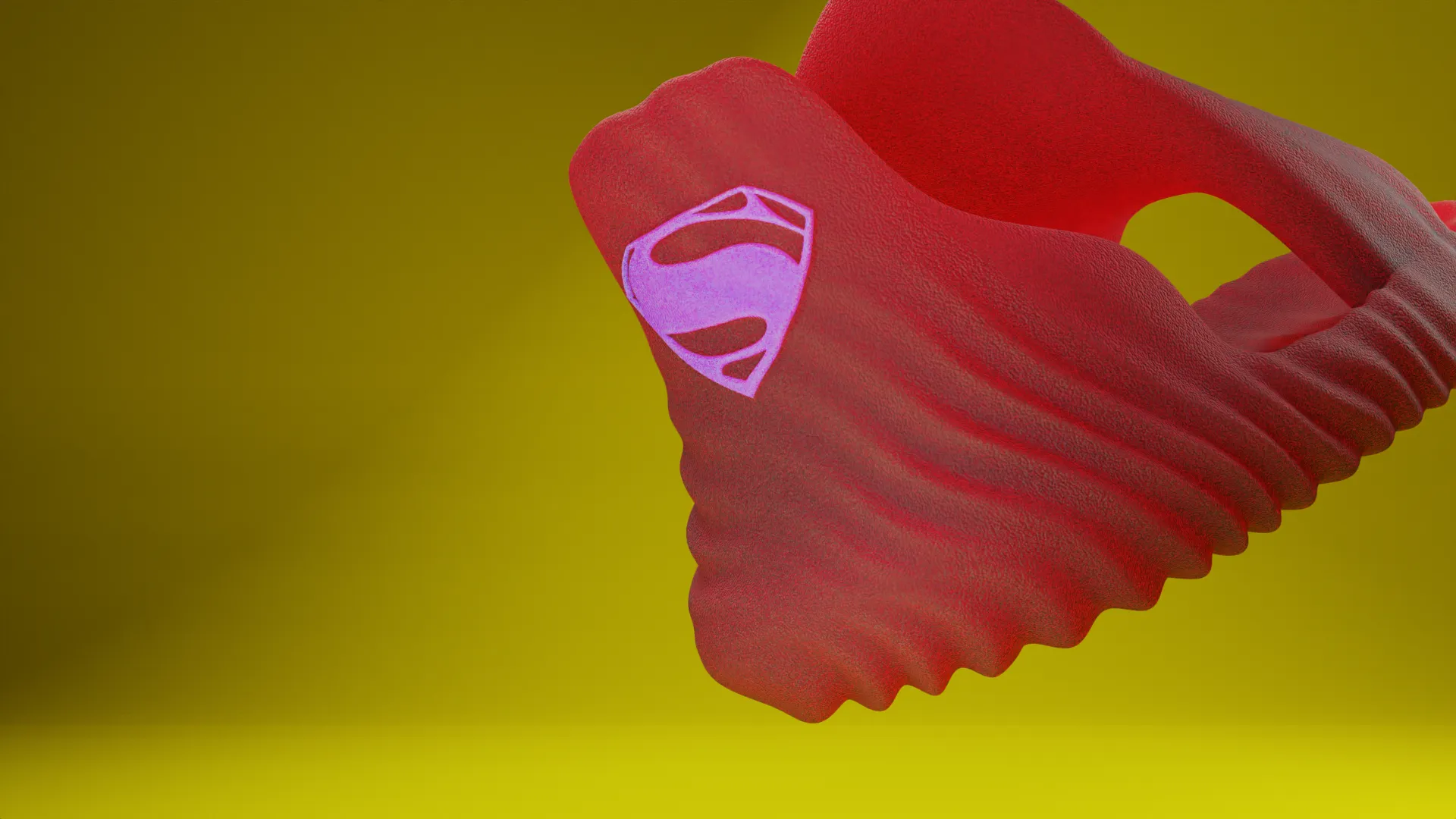 Superman foam slides — front close-up with shield logo