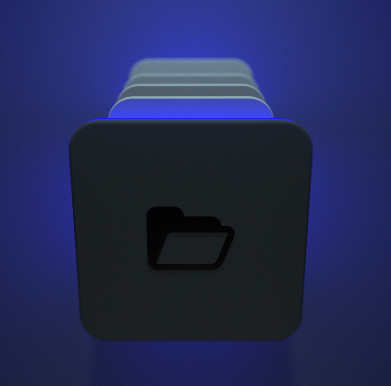 3D folder UI motion — cascading folder stack in perspective