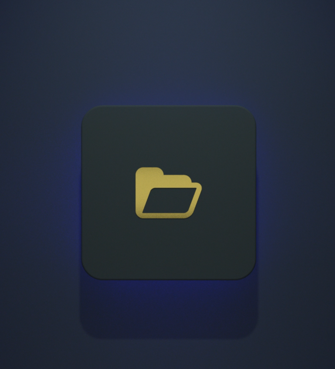 3D folder UI motion — front-facing folder tile